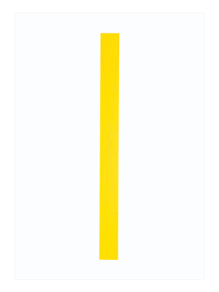 Streifen (gelb), 2018, Siebdruck auf Papier, perforiert/gefalzt, 70 x 50 cm